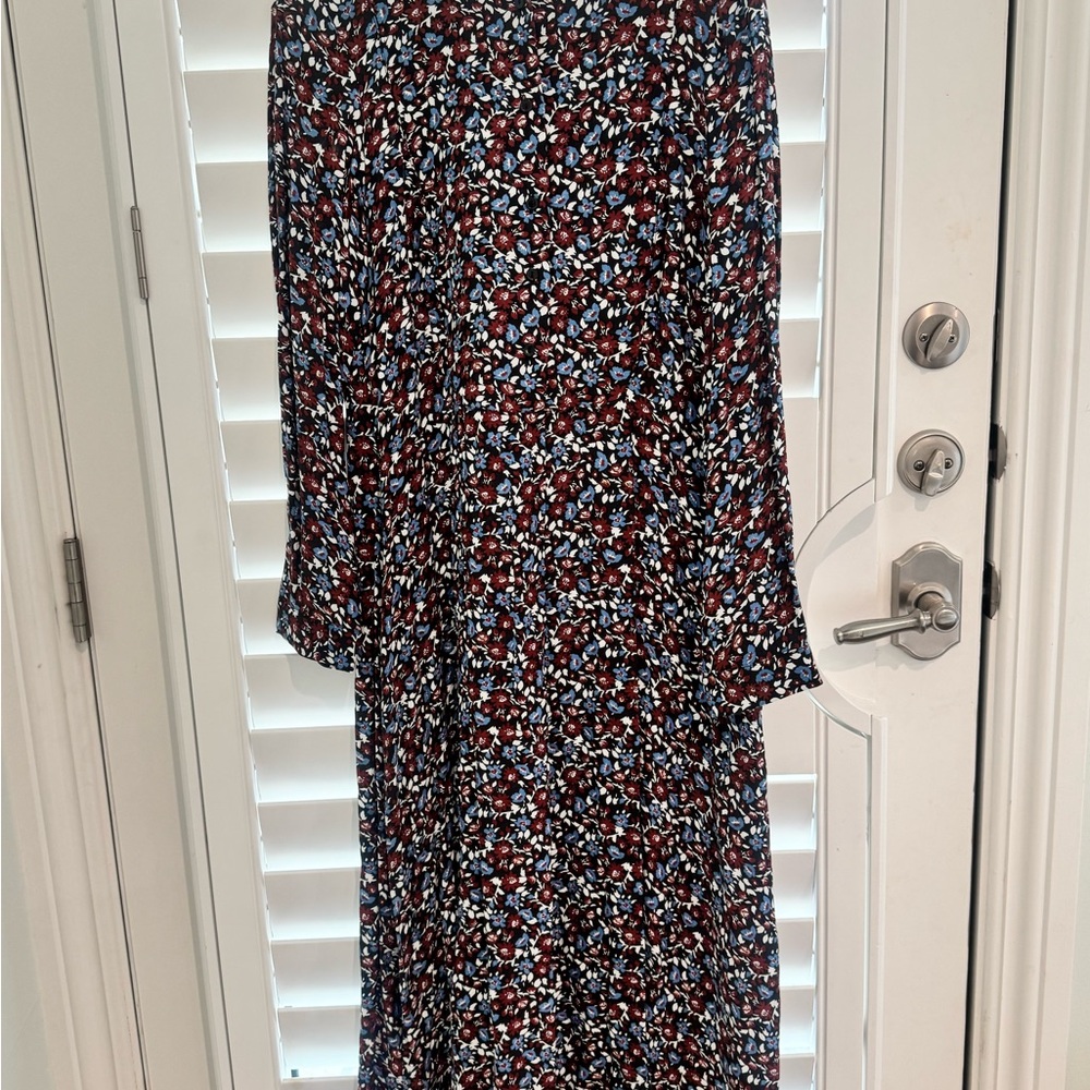 Zara Red and Blue Floral Pattern Dress